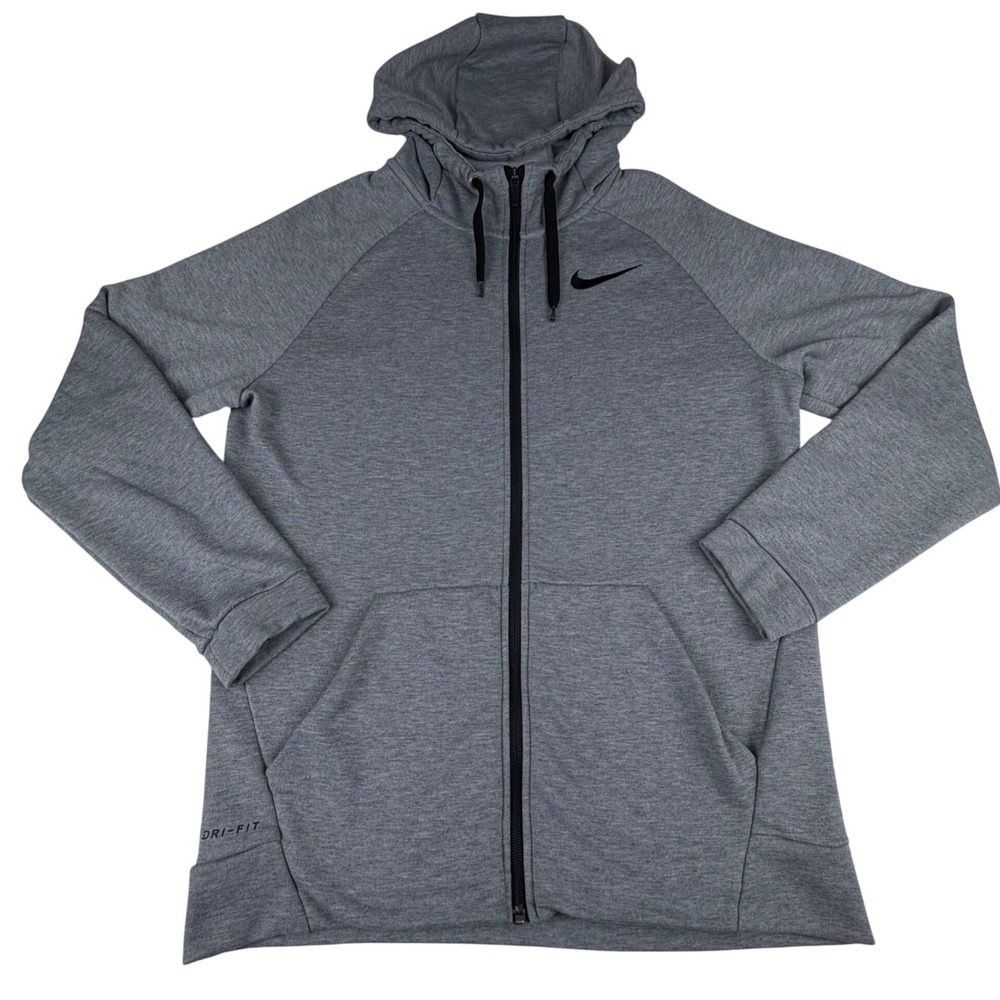 Nike Mens Dri-Fit Training Full Zip Gray Hoodie‎ Jacket Size M (860465-063)